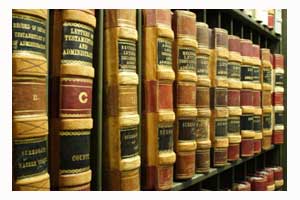 Rows of shelves with legal books