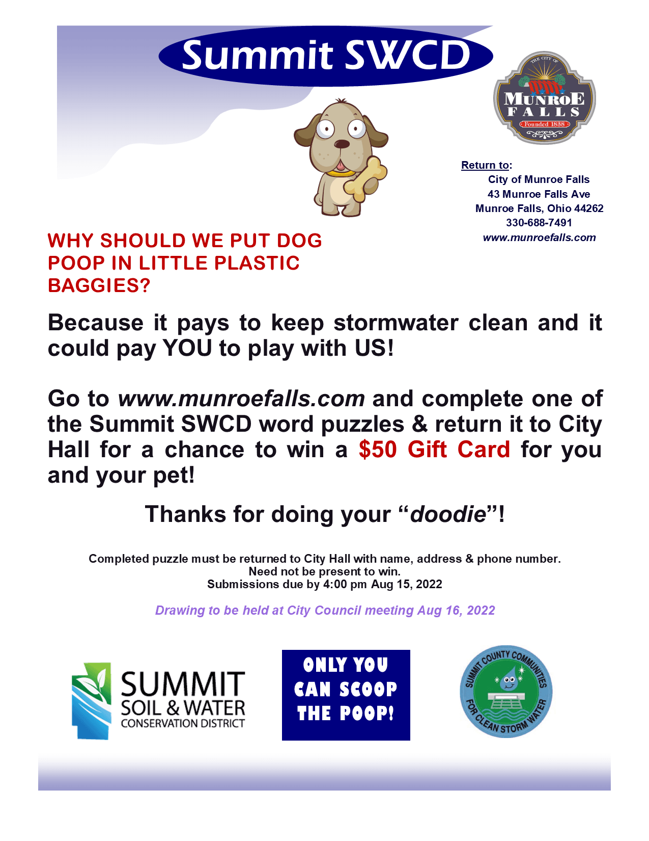 PET WASTE CLEANUP CONTEST SIGN