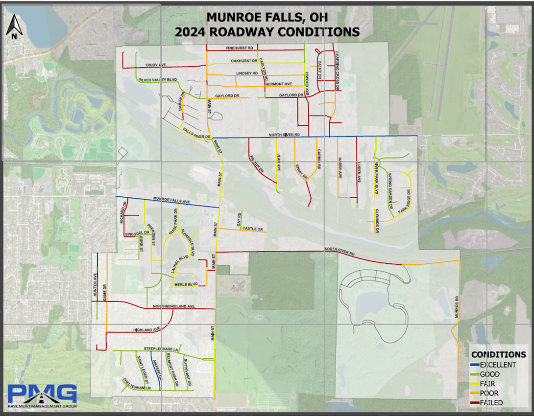 PMG - 2024 Munroe Falls Roadway Conditions Map
